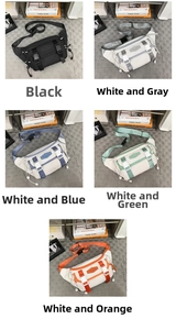 Detailed view of casual crossbody bags showing breathable mesh pockets and adjustable straps