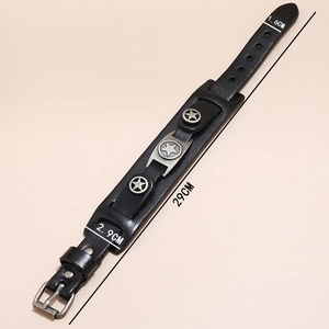 Specifiche dettagliate delle dimensioni del bracciale punk in pelle nera con stelle