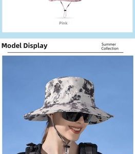 Close-up of women's wide-brim sun hat featuring windproof rope and breathable metal eyelets