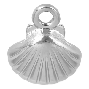 Polished 304 stainless steel shell pendant with detailed sea texture and top ring loop