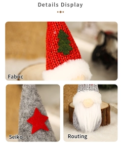 Close-up of knit fabric texture and fine stitching on Christmas gnome ornaments