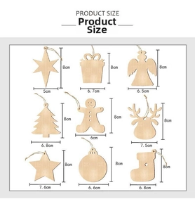 Detailed dimension chart showing sizes for various DIY wooden Christmas tree ornaments