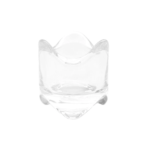 Minimalist wavy edge clear glass candle holder with thick base for elegant table decor
