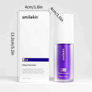 Smilekit V34 color corrector serum for teeth whitening with 30ml purple pump bottle
