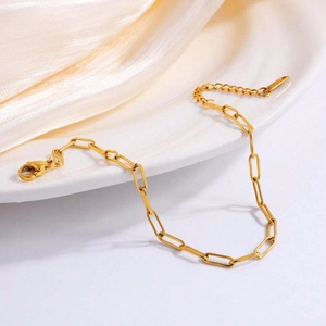 Paperclip Chain Bracelet Stainless Steel Adjustable Minimalist Elongated Link Jewelry For Women Elegant Ins Style
