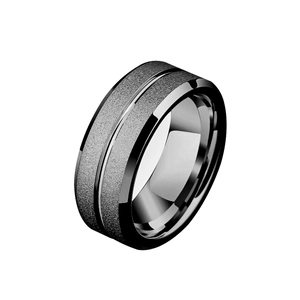 Men's matte gold stainless steel ring with elegant frosted finish and polished edges
