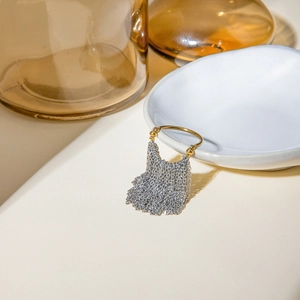 Minimalist 18k gold stainless steel chain fringe ring in gold and silver mix