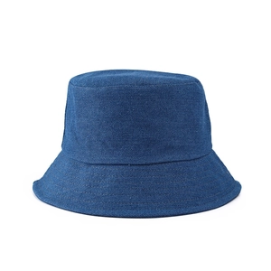 Chapeau bob en denim bleu foncé classique avec coutures solides et style rétro décontracté