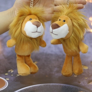 Cute Lion Plush Doll Keychain Soft Animal Stuffed Toy Bag Pendant For Backpack Key Accessory Yellow Brown Short Plush