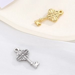 Hollow key pendant charms in gold and silver finish for DIY necklace and jewelry making