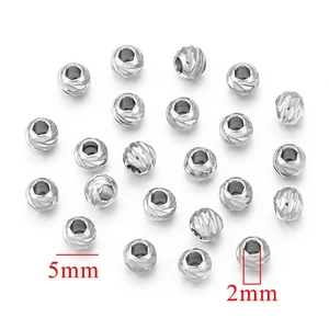 Detail of 5mm stainless steel wheel beads with 2mm hole for DIY jewelry making