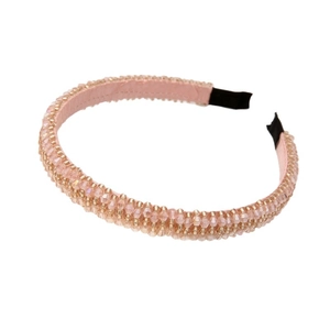 Baroque style pink beaded headband with delicate crystal embellishments and sponge padding