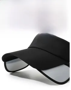 Detail view of black sun visor hat showing the stiff extendable brim design.