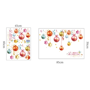 Christmas gold ball wall stickers with festive static cling decals for glass windows