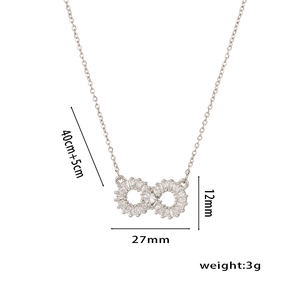 Silver infinity figure-8 pendant necklace with zircons and 40+5cm adjustable chain