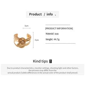 Detail specifications of golden chain wrap layered open cuff bangle made of iron