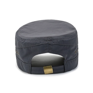 Men's dark grey cadet cap with quick-dry fabric and adjustable metal buckle back view