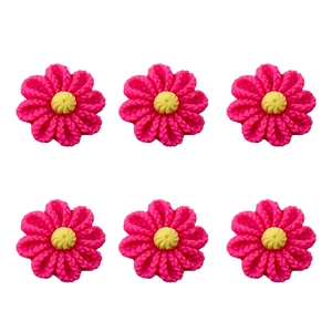 Six pieces of pink resin daisy charms with yellow centers for DIY phone cases and hair crafts