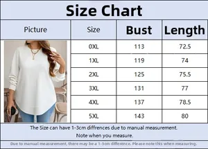 Size chart showing bust and length measurements in cm for plus size waffle knit sweatshirts