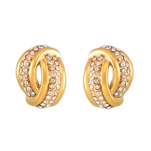 Eleganti orecchini intrecciati dorati con brillanti zirconi cubici per un look raffinato