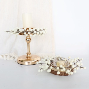 Couronnes de bougies en baies blanches pour décoration de table de Noël et mariage