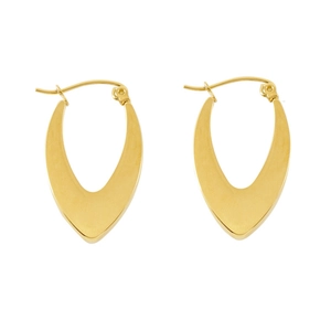 Detailed close-up of geometric U-shaped 18K gold-plated stainless steel earrings pair
