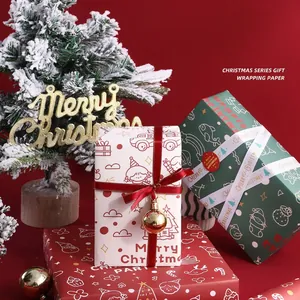6 Sheets Christmas Gift Wrapping Paper Set Festive Santa Claus Reindeer Snowflake Printed Paper DIY Packaging For Christmas Eve Gifts
