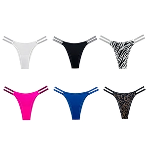 Women's low-waist ice silk thongs in 6 colors including zebra and leopard prints