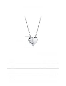 Macro della collana a cuore in argento sterling 925 con dimensioni 8,5 mm e catena da 40 cm