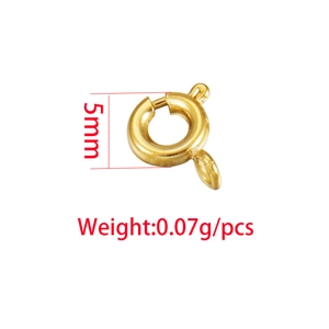 Fermoir à ressort doré 5mm en acier inoxydable 316L pour bijoux DIY pesant 0,07g