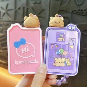 Creative bear sliding jigsaw puzzle keychain for bag decoration and stress relief