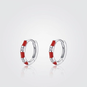 Boucles D'oreilles Créoles Argent Sterling 925 Émail Coloré Zircone Cubique Colle À Goutte Géométrique Style Rétro Français Bijoux Femmes