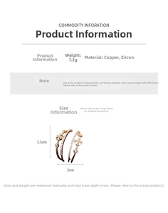 Detailed dimensions of gold-plated double-layer C-shaped flower earrings with zircon
