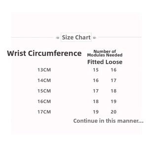 Guida alle taglie per bracciali modulari in titanio con misure del polso e numero maglie