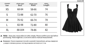 Größentabelle mit Maßen für das elegante Vintage-Sommerkleid mit figurbetonter Form