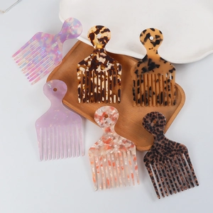 Lot de 6 peignes à cheveux en acétate à dents larges avec motifs marbrés variés