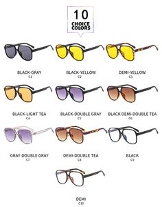Classic pilot double-bridge sunglasses available in 10 diverse frame and lens colors
