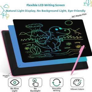 Detail of colorful LCD writing tablets with PET matte film and stylus for children