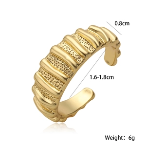 Detailed view of 18K gold plated geometric ring showing textured finish and 0.8cm width