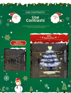 Comparaison de l'autocollant de sapin de Noël bleu avant et après l'application sur vitre