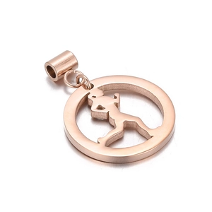 Pendentif en acier inoxydable or rose avec silhouette de femme qui court pour bijoux DIY