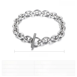 Macro shot of 200mm stainless steel OT buckle chain bracelet with 8mm width and 29g weight
