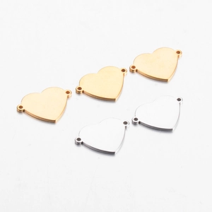 Stainless Steel Heart Connector Pendant Double Holes DIY Jewelry Making Bracelet Necklace Findings Polished