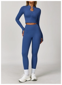Detail of high waist yoga leggings with wide waistband for tummy control and body shaping
