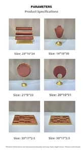 Velvet jewelry display set with 3-tier T-bar, necklace bust, and multi-grid earring trays