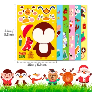 Detail view of 21x15cm Christmas DIY stickers showing Santa and reindeer puzzle sheets