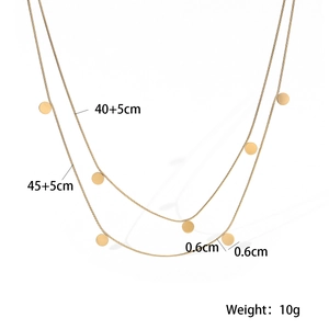 Double-layered 18K gold plated stainless steel necklace with size and weight specs