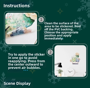 Detailed view of self-adhesive PVC wall stickers with succulent and cactus plant designs