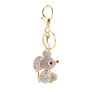 Cute golden mouse keychain with sparkling rhinestones for women handbags and gifts