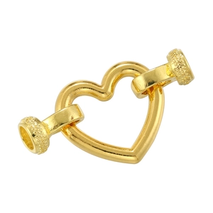 Polished gold heart shape necklace clasp connector for DIY jewelry making and crafts